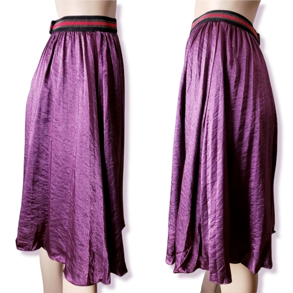 Alpha & Omega Purple Metallic Sheen Pleated Skirt - Picture 4 of 7
